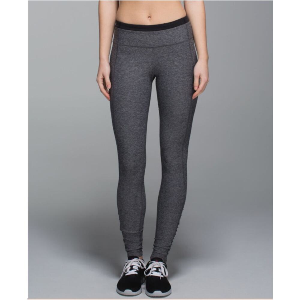 Lululemon Women's Speed Tight III Heathered Black Ruched Mid-Rise Leggings Sz 6 - Picture 1 of 13